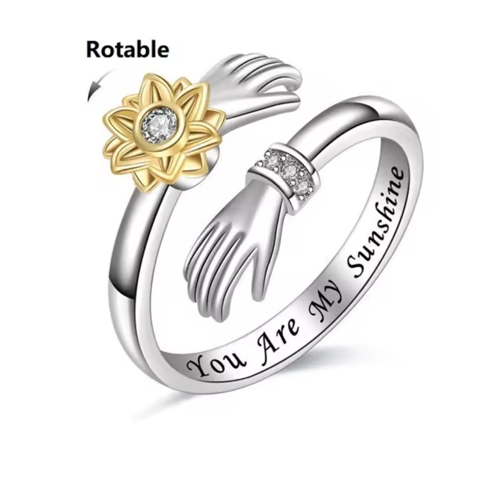 Silver and Gold Sunflower HUG Ring 🫂
